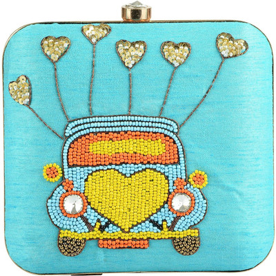 

Tooba Handicraft Party Blue Clutch