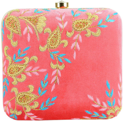 

Tooba Handicraft Party Pink Clutch