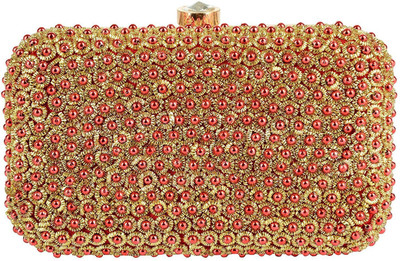 

Tooba Handicraft Party Red Clutch