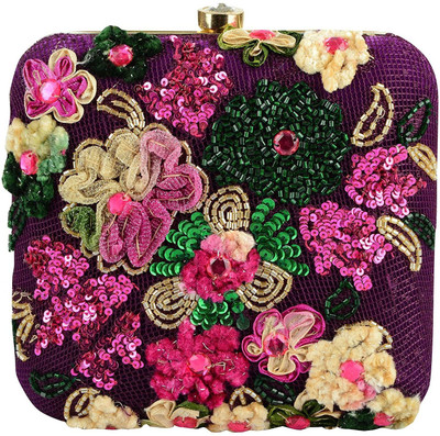 

Tooba Handicraft Party Purple Clutch