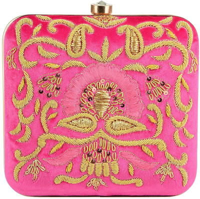 

Tooba Handicraft Party Pink Clutch