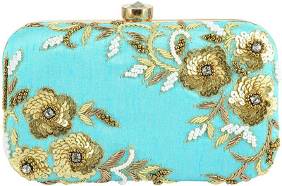 

Tooba Handicraft Party Blue Clutch