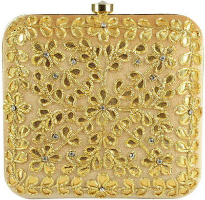 

Tooba Handicraft Party Gold Clutch