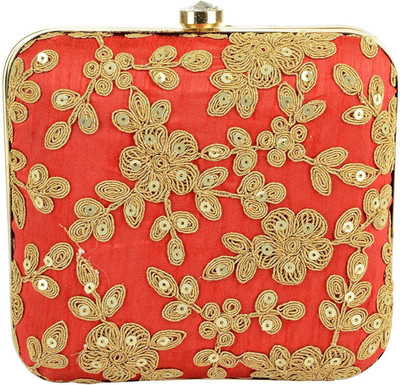 

Tooba Handicraft Party Red Clutch