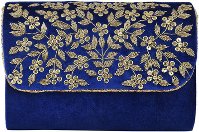 

Tooba Handicraft Casual Blue Clutch
