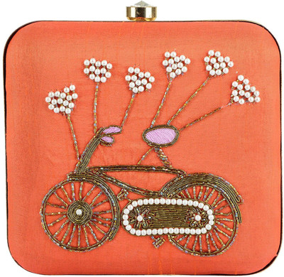 

Tooba Handicraft Party Red Clutch