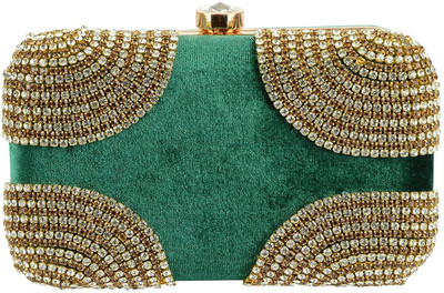 

Tooba Handicraft Party Green Clutch