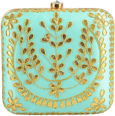 

Tooba Handicraft Party Blue Clutch