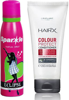 

Oriflame Sweden HairX Colour Protect Conditioner 200ml (26672) With one sparkle perfume spray 150 ml(Set of 2)