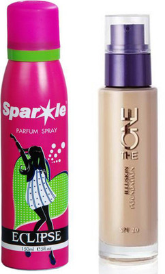 

Oriflame Sweden The ONE IlluSkin Foundation (Olive Beige - 30601) With one sparkle perfume spray 150 ml(Set of 2)