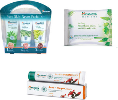 

Himalaya Purifying Skin Neem Facial Kit, Purifying Neem Facial Wipes, Pimple Cream(Set of 3)