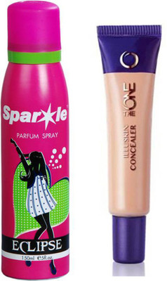 

Oriflame Sweden The ONE IlluSkin Concealer 10ml (Nude Beige - 30617) With one sparkle perfume spray 150 ml(Set of 2)