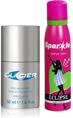 

Oriflame Sweden GLACIER Anti-perspirant Roll-on Deodorant 50ml (32173) With one sparkle perfume spray 150 ml(Set of 2)
