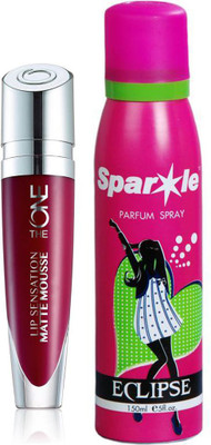 

Oriflame Sweden The ONE Lip Sensation Matte Mousse 5ml (Soft Mulberry - 32256) With one sparkle perfume spray 150 ml(Set of 2)