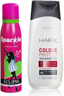 

Oriflame Sweden HairX Colour Protect Shampoo 250ml (26666) With one sparkle perfume spray 150 ml(Set of 2)
