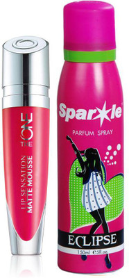 

Oriflame Sweden The ONE Lip Sensation Matte Mousse 5ml (Pink Velour - 31949) With one sparkle perfume spray 150 ml(Set of 2)