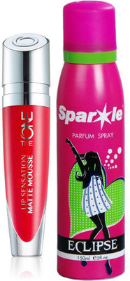 Oriflame Sweden The ONE Lip Sensation Matte Mousse 5ml (Coral Dream - 31946) With one sparkle perfume spray 150 ml(Set of 2)