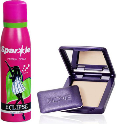 

Oriflame Sweden The ONE IlluSkin Powder 8g (Light - 30612) With one sparkle perfume spray 150 ml(Set of 2)