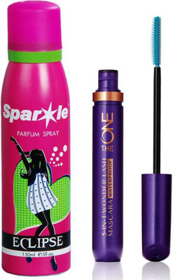 

Oriflame Sweden The ONE 5-in-1 Wonder Lash Waterproof Mascara 8ml ( Black - 33004 ) With one sparkle perfume spray 150 ml(Set of 2)