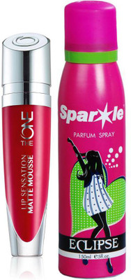 

Oriflame Sweden The ONE Lip Sensation Matte Mousse 5ml (Red Velvet - 31947) With one sparkle perfume spray 150 ml(Set of 2)