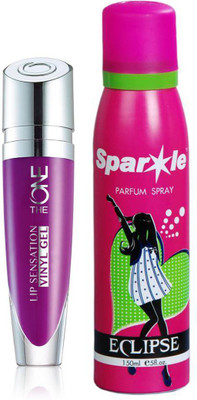 

Oriflame Sweden The ONE Lip Sensation Vinyl Gel 5ml (Purple Rumba - 32452) With one sparkle perfume spray 150 ml(Set of 2)