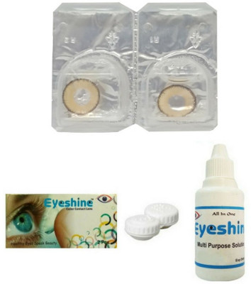 

Eyeshine Hazel Colored Contact Lens 1 Pair with case and solution (0 Power) Monthly Contact Lens(0, HAZEL, Pack of 4)