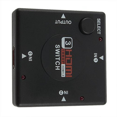

Microware High Performance New HDMI Switcher Pigtail 3 Ports Mini Intelligent Auto Switch 3x1 (3 in 1 out) Enhanced HDMI and HDCP High Speed™-Type-082 HDMI Connector (Charcoal) HDMI Adapter(Compatible with computer, tv, Black)