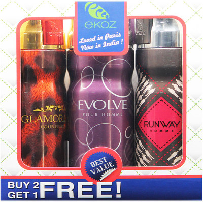 

Ekoz GLAMMORAMA MAROOM, EVOLVE HOMME & RUNWAY HOMME Imported Deodorant "BUY 2 GET 1 FREE" Body Mist - For Men & Women(200 ml, Pack of 3)