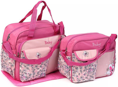 

Offspring Outing Mama Shoulder Diaper Bag Set of 2 Flower Print - Pink Shoulder Diaper Bag(Pink)