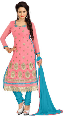 

Vardhman Synthetics Georgette Embroidered Dress/Top Material(Un-stitched), Gajri