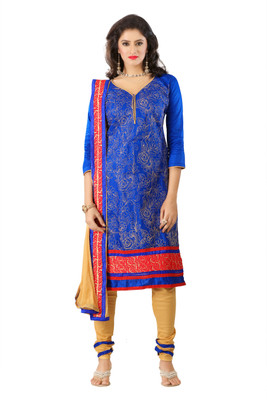 Blissta Cotton Blend Embroidered Salwar Suit Material