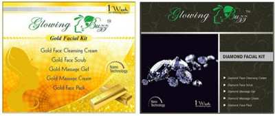

Glowing Buzz Combo of Gold Facial Kit And Diamond Facial Kit 200 g(Set of 2)