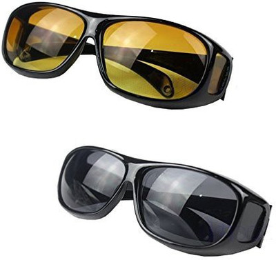 

ShineLife Wrap Around Camping & Hiking Goggles(Black), Black;yellow