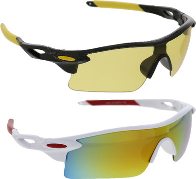 

Vast Combo Of All Day And Night Vision Biking , Driving And Sports Goggles(Yellow, Gold), Black yellow;white gold mirror