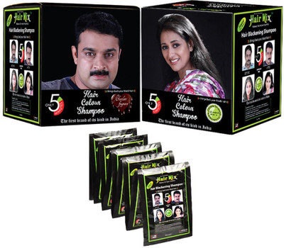 

Hairmix 5mins Male and Female Hair Blackening Shampoo 2 Boxes Hair Color(Black)