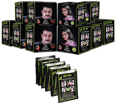 

Hairmix 5mins Male and Female Hair Blackening Shampoo 10 Boxes Hair Color(Black)
