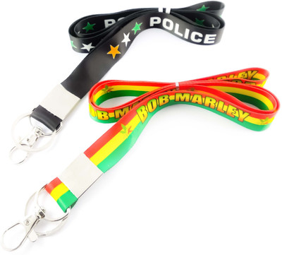 

ShopTop Fabric ID Tag POLICE and BOB Marley Locking Key Chain
