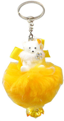 

Faynci Love Yellow Cute Doll Key Chain with yellow Twin Heart Shape with Diamond for Fashion Lover Key Chain