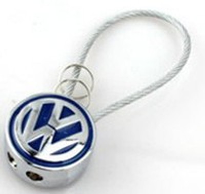 

eShop24x7 Wire Cable Ring 7cm Long BLUE Keychain for VOLKSWAGEN Key Chain