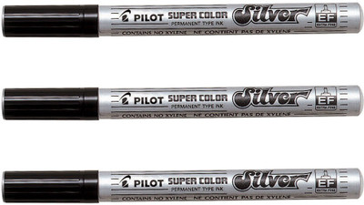 

Pilot 019729 Permanent Marker (Silver - Extra Fine - Pack of 3)(Set of 3, Silver)