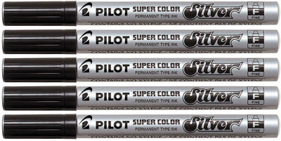 

Pilot 019732 Permanent Marker (Silver - Extra Fine - Pack of 5)(Set of 5, Silver)