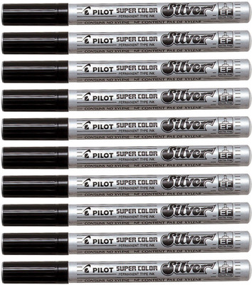 

Pilot 019729 Permanent Marker (Silver - Extra Fine - Pack of 10)(Set of 10, Silver)