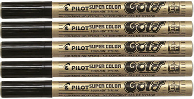 

Pilot 019730 Permanent Marker (Gold - Extra Fine - Pack of 5)(Set of 5, Gold)