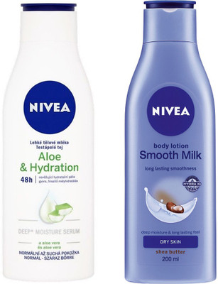

Nivea ALOE HYDRATION BODY LOTION 200 ML+ SMOOTH MILK BODY LOTION 200 ML(200 ml)