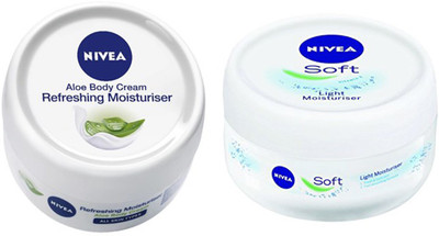 

Nivea ALOE BODY CREAM REFRESHING MOISTURISER 200 ML + SOFT LIGHT MOISTURISER 200ML(200.0 ml)