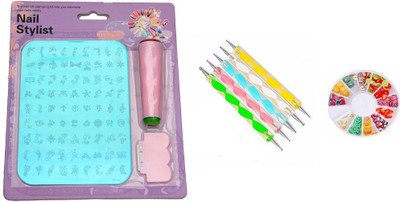 

Royalkart Nail Art Stamping Kit XY 08 with Double Sided Nail Art Dotting Tool and Fruit Clay Wheel(Multicolor)