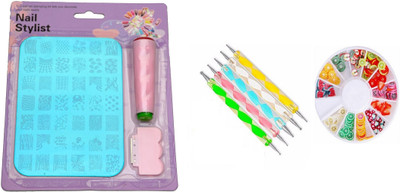 

Royalkart Nail Art Stamping Kit XY 12 with Double Sided Nail Art Dotting Tool and Fruit Clay Wheel(Multicolor)