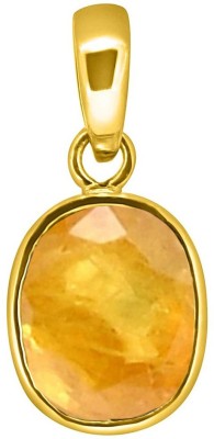 TEJVIJ AND SONS 11.25 Ratti natural pukhraj pendent ashthadhatu with gold plated for men & women… Gold-plated Sapphire Metal Pendant