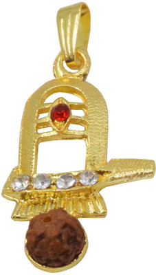 Shiv Jagdamba Gold-plated Cubic Zirconia Metal, Brass, Alloy Pendant