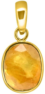 TEJVIJ AND SONS 9.25 Ratti natural pukhraj pendent ashthadhatu with gold plated for men & women… Gold-plated Sapphire Metal Pendant